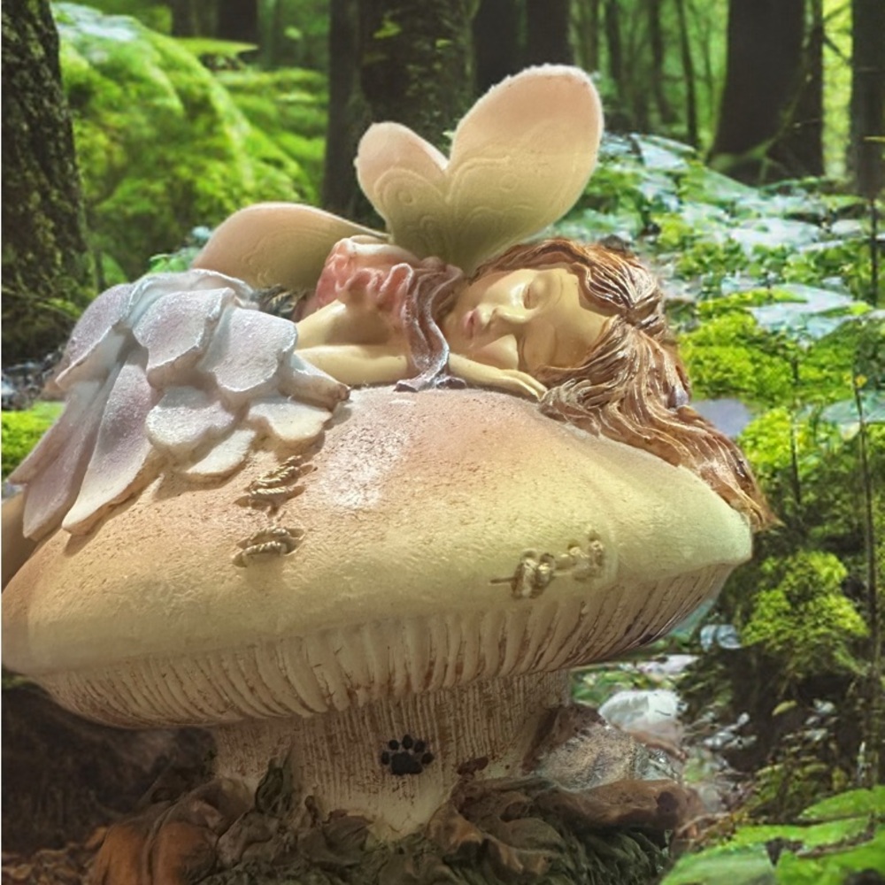 Signed & numbered Whimsical Fairy on Mushroom Sculpture